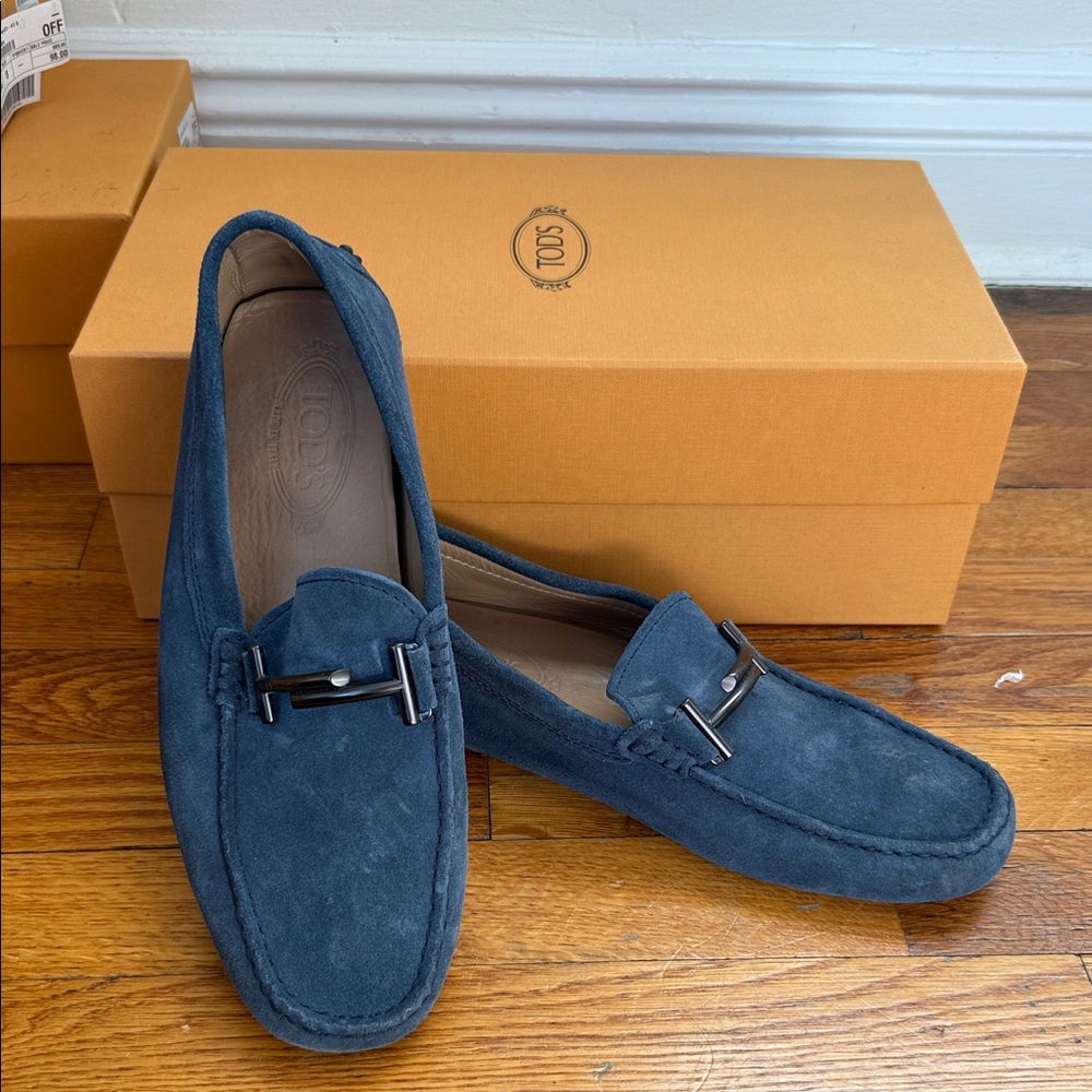 Tod's Navy Suede Bit-Detail Men's Loafers